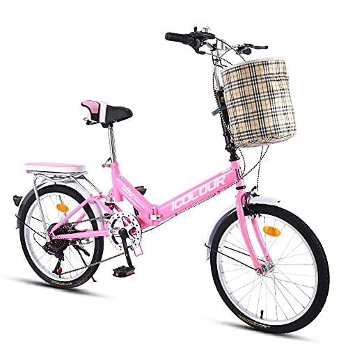 Plegables : Bicicleta Plegable Ligera, Bicicletas De Crucero Ruedas De 20 Pulgadas, Bicicleta Con Guardabarros, Portaequipajes Y Sillín Confort, Viajeros Urbanos Compactos De Ciudad, Mujeres Hombres Niños Niños