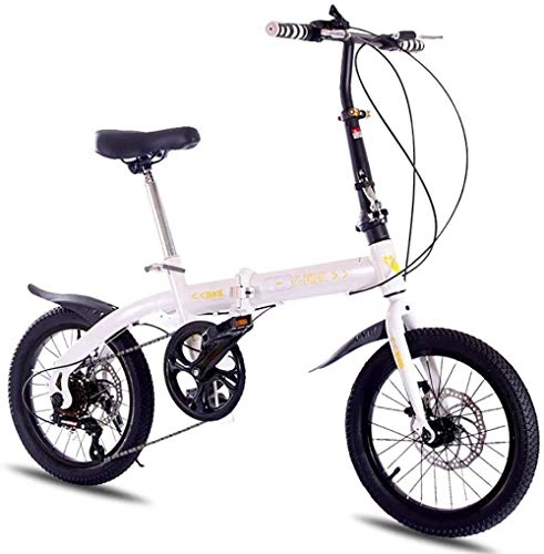 Plegables : Bicicleta plegable ligera de 7 velocidades de 16 pulgadas con freno de disco doble, ideal para montar en la ciudad y desplazamientos con guardabarros delanteros y traseros-16_B