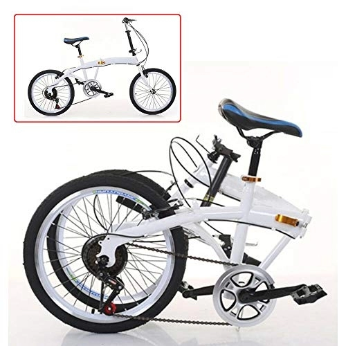 Plegables : Bicicleta plegable para adultos, 20 pulgadas, 7 marchas, freno de doble V, acero al carbono, bicicleta plegable, bicicleta plegable plegable plegable 44T para hombre y mujer (blanco)