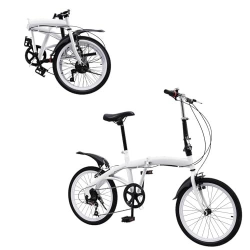 Plegables : Bicicleta plegable para adultos, 20 pulgadas, doble V, acero al carbono, plegable, 7 velocidades, acero al carbono, portátil, peso ligero, bicicleta plegable, altura ajustable