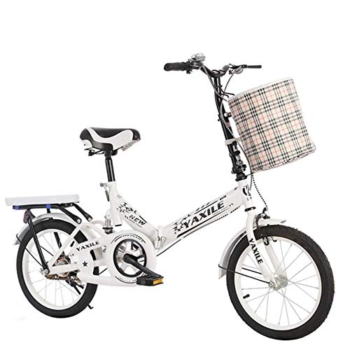 Plegables : Bicicleta plegable para adultos, bicicleta de 20 pulgadas, ligera, ligera, portátil, velocidad variable, portátil, para estudiantes, cómoda, plegable, absorbe los golpes (blanco)
