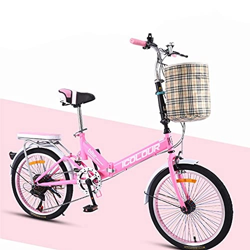 Plegables : Bicicleta Plegable Para Adultos, bicicleta De Montaña De 20 Pulgadas, Bike Sport Adventure, Portátil, duradera, bicicleta De Carretera, Bicicleta De Ciudad / Pink / 20inch