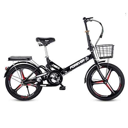 Plegables : Bicicleta plegable para adultos de 20 pulgadas, marco de acero al carbono engrosado, bicicleta ligera de velocidad variable para estudiantes masculinos y femeninos, adecuada para entornos urbanos-blac