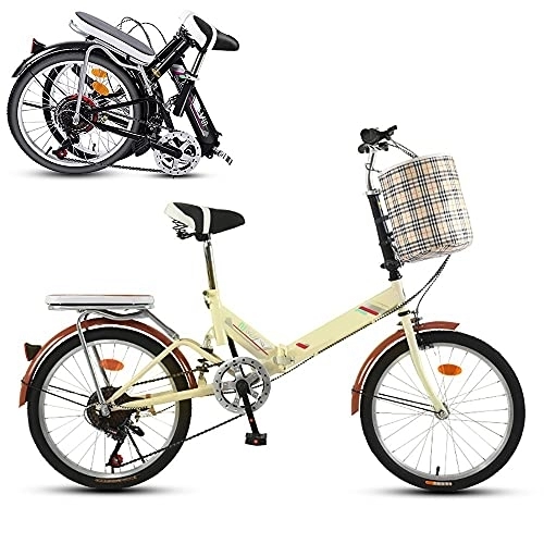 Plegables : Bicicleta Plegable para Adultos, Mini Sistema De Transmisión Portátil De 6 Velocidades De 20 Pulgadas Marco Liviano Acero con Alto Contenido De Carbono con Una Carga Máxima 150 Kg