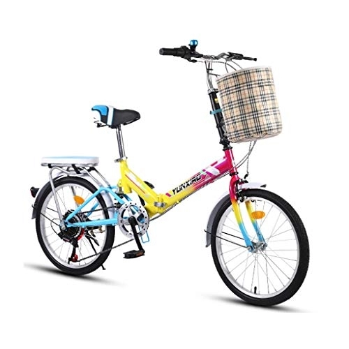 Plegables : Bicicleta plegable plegable de 20 pulgadas, transmisión de 7 velocidades, absorción de golpes para hombres y mujeres adultos (color: color)