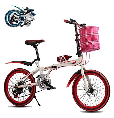 Plegables : Bicicleta Plegable, Unisex Adulto Bikes Plegado, Sillin Confort, Marco De Acero De Alto Carbono, 20 Pulgadas 7 velocidades Bike Folding Urbana