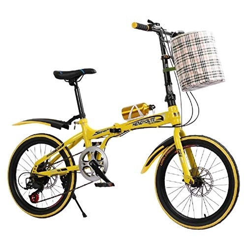 Plegables : Bicicleta Plegable Urbana 20 Pulgadas, Bike Plegable Portátil 7 Velocidades Unisex Adulto Freno De Doble Disco / Estructura De Acero Al Carbono Bicicleta De Estudiante Plegable B, 20 Inches