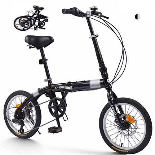Plegables : Bicicleta Plegable, Velocidad Variable Bicicleta Plegable De Cercanías Bicicletas Para Estudiante De Educación Superior, Ligero Plegable De Acero Al Carbono De Bicicletas De Adultos, Negro, 16 inch