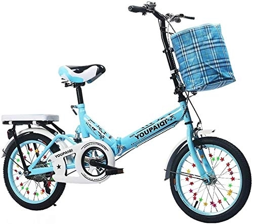 Plegables : Bicicleta Variable Bicicleta Plegable Bicicleta de montaña Bicicleta de Velocidad de Bicicletas de 16 Pulgadas de Bici de la Bicicleta de los niños (Color : Blue)