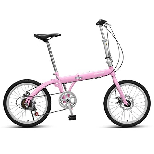 Plegables : Bicicletas 20 Pulgadas de la Bici Camino de Velocidad Variable Adulto porttil Plegable Hombres y Las Mujeres Mini, Plegado rpido (Color : Pink, Size : 20inches)