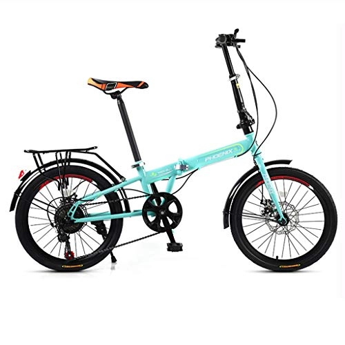 Plegables : Bicicletas 20 Pulgadas Plegable Macho y Hembra Velocidad Adulto Ultra Ligero porttil Herramientas de Trabajo Caminando (Color : Green, Size : 20inches)