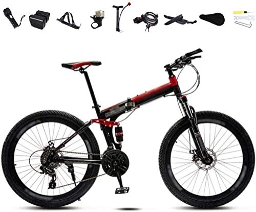 Plegables : Bicicletas 24-26 pulgadas Bicicleta MTB plegable ligera Bicicleta de bicicleta para hombre para mujer Bicicleta de 30 velocidades Off-Road Velocidad variable Bicicletas Doble freno de disco-rojo_26