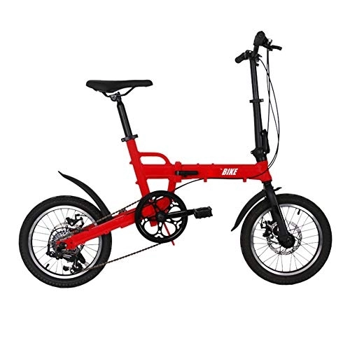 Plegables : Bicicletas De 16 Pulgadas, Bicicletas Para Estudiantes, Bicicletas Plegables Para Hombres Y Mujeres, Bicicletas Con Amortiguador De Velocidad Variable, Adecuadas Para Deportes Al Aire Libre, Rojo