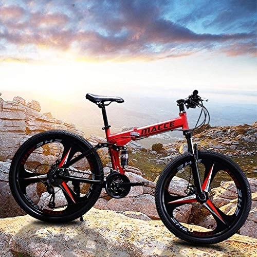 Plegables : Bicicletas de carretera para adultos Bicicletas de montaña Bicicleta de montaña plegable de 26 pulgadas con ruedas de 21 velocidades y 3 radios y palanca de cambios de 21 velocidades, marco de a