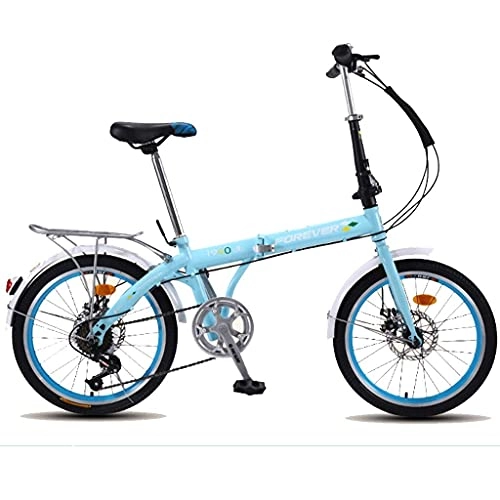 Plegables : Bicicletas de montaña Bicicleta de Velocidad Plegable de 20 Pulgadas - Coche de cercanías Urbano portátil para Hombres y Mujeres, Azul