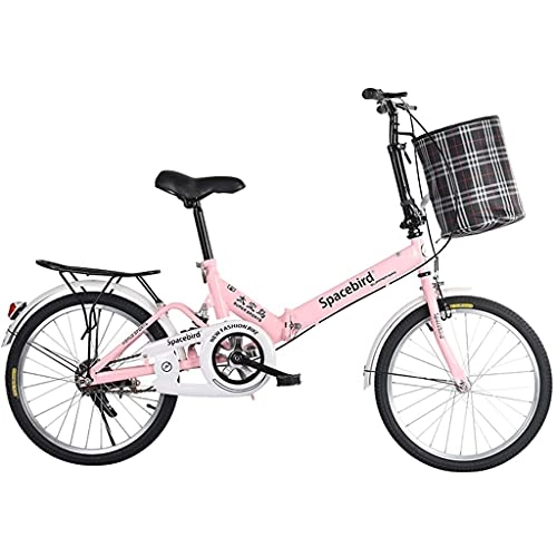 Plegables : Bicicletas de montaña Bicicleta Plegable Adulto Estudiante Dama Una Sola Velocidad Ciudad Commuter Bicicleta Deportiva al Aire Libre, Rosa