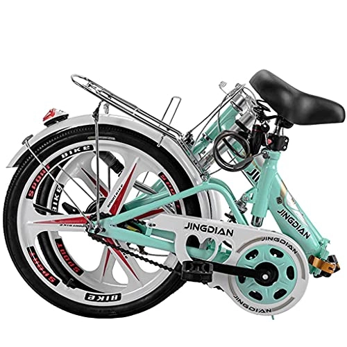 Plegables : Bicicletas de montaña Bicicleta Plegable Ligera de una Sola Velocidad Portátil Mujer Ciudad Bicicleta de cercanías, Verde