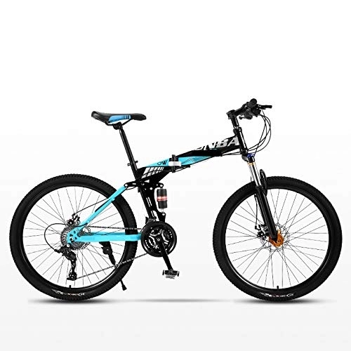 Plegables : Bicicletas de montaña para adultos, bicicletas de montaña de 24 pulgadas, bicicletas plegables, bicicletas de carretera, bicicletas para exteriores de altura ajustable (negro y azul, 24 pulgadas)