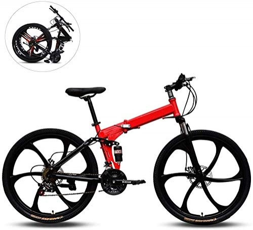 Plegables : Bicicletas de montaña plegable, 26 pulgadas de seis ruedas de corte de acero al carbono de alta velocidad variable del marco doble shock absorber todo terreno for adultos plegable de la bicicleta, de