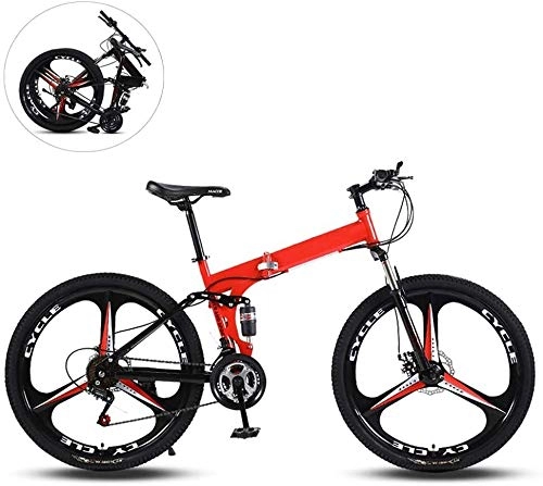 Plegables : Bicicletas de montaña plegable, 26 pulgadas de tres ruedas de corte de acero al carbono de alta velocidad variable del marco doble shock absorber todo terreno for adultos plegable de la bicicleta, de