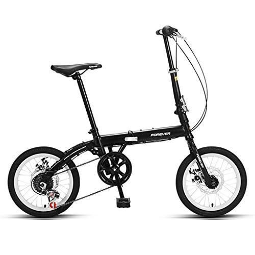 Plegables : Bicicletas de Velocidad Variable Plegable for Adultos 16 Pulgadas porttil Hombres y Las Mujeres Mini, Plegado 10 Segundos rpido (Color : Black, Size : 16inches)