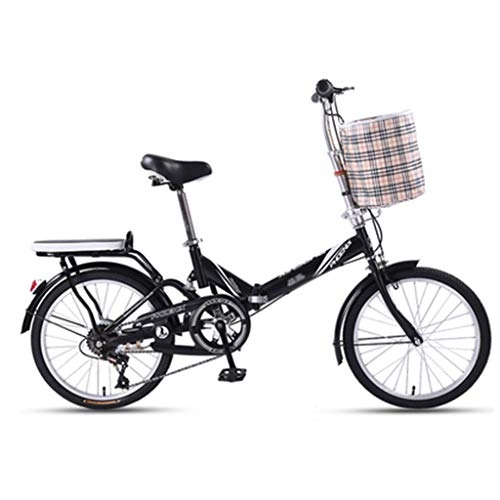 Plegables : Bicicletas Plegable 20 Pulgadas For Adultos Velocidad Variable Ligeras For Estudiantes Porttiles (Color : Black, Size : 20 Inches)