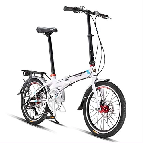 Plegables : Bicicletas Plegable 20 Pulgadas Sola Velocidad Adulto fcil Llevar Unisex de 7 velocidades (Color : Blanco, Size : 20inches)