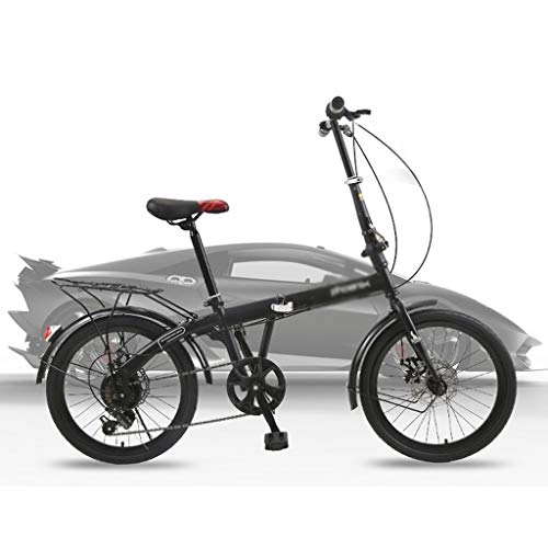 Plegables : Bicicletas Plegable For Adultos De 20 Pulgadas Velocidad For Estudiantes Ligera For Estudiantes (Color : Black, Size : 20inches)