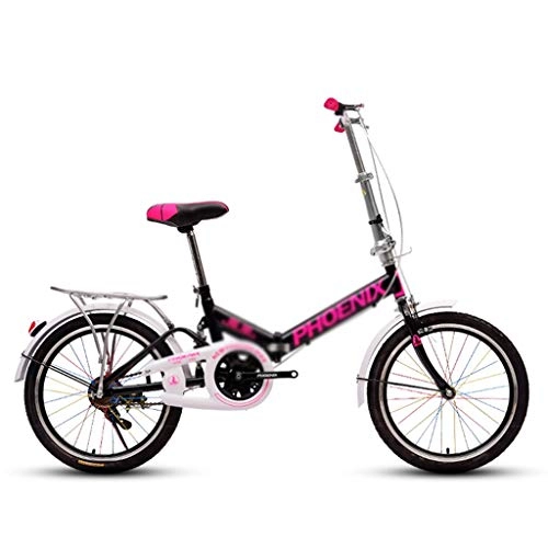 Plegables : Bicicletas Plegable For Adultos Estudiante De 20 Pulgadas Porttiles Al Aire Libre Sola Velocidad (Color : Black, Size : 20 Inches)