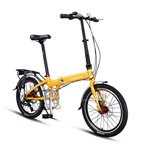 Plegables : Bicicletas Plegable Portátiles Ultraligeras Aleación De Aluminio De 20 Pulgadas Velocidad Variable (Color : Yellow, Size : 20 Inches)