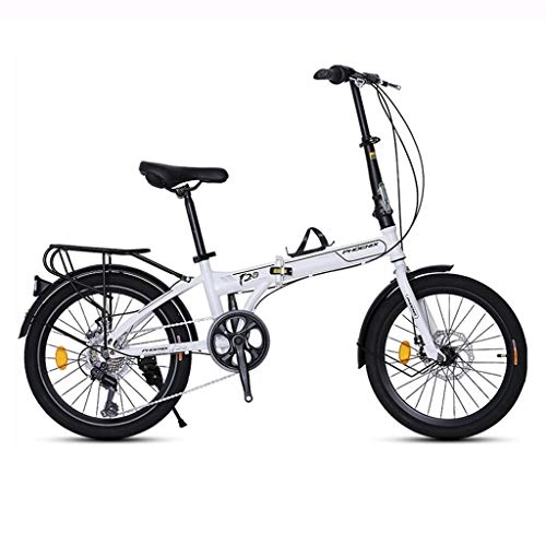 Plegables : Bicicletas Plegable Pulgada Adultos 20 luz Que los Hombres y Las Mujeres Ultra porttil de Velocidad Variable (Color : Blanco, Size : 20inches)