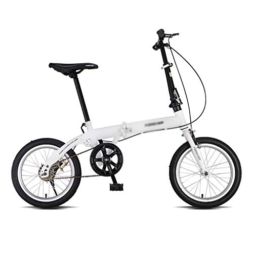 Plegables : Bicicletas Plegable Velocidad Variable 20 Pulgadas Portátil Ultraligera For Adultos Estudiante De 16 Pulgadas (Color : Blanco, Size : 16inches)