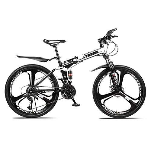 Plegables : Bicicletas plegables de acero de alto carbono doble freno de disco de 26 pulgadas de acero al carbono de 21 velocidades de bicicleta de 3 cortadores de rueda portátil de viaje