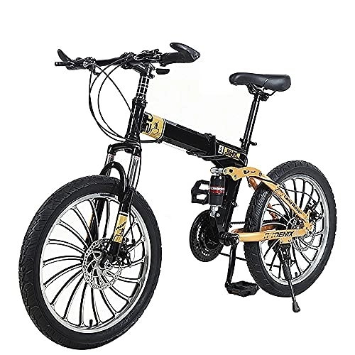 Plegables : Bicicletas plegables de bicicleta de montaña de 20 pulgadas con marco de acero de alto carbono Bicicleta de 7 velocidades Frenos de disco doble Suspensión completa Antideslizante, Bicicletas MTB de su