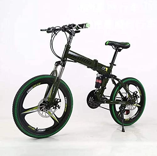 Plegables : Bicicletas Plegables para Bicicleta de montaña de 20", con Freno de Disco Doble de 3 radios, suspensión Total, Antideslizante, Horquilla de suspensión (Color: Verde)