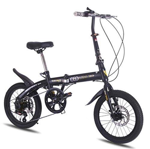 Plegables : Bidetu 16 Pulgadas Plegable De Aluminio Bicicleta De Paseo Mujer Bici Plegable Adulto Ligera Unisex Folding Bike Manillar Y Sillin Confort Ajustables, 6 Velocidad, Capacidad 75