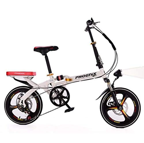 Plegables : Bidetu Bicicleta Plegable De 16 Pulgadas De Aluminio para Unisex Adultos, Niños, Viaje Urban Bici Ajustables Manillar Y Confort Sillin, Capacidad 120kg / White / 16in
