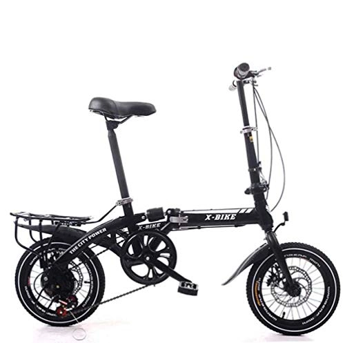 Plegables : Bidetu Bicicleta Plegable para Adultos Rueda De 16 Pulgadas Bici Mujer Retro Folding City Bike Velocidad única, Manillar Y Sillin Confort Ajustables, Capacidad 120kg / Negro /