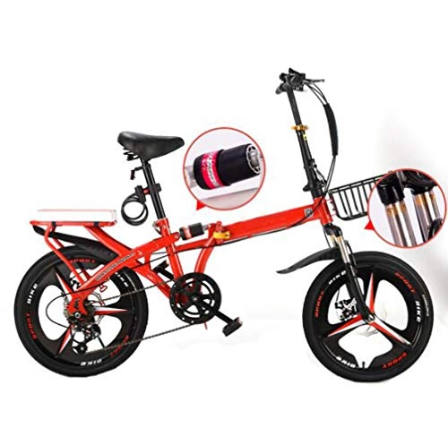 Plegables : Bidetu Bicicleta Plegable para Adultos Rueda De 19 Pulgadas Bici Mujer Retro Folding City Bike 6 Velocidad, Manillar Y Sillin Confort Ajustables, Capacidad 140kg / Red