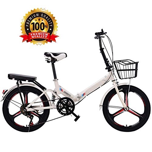 Plegables : Bikes Bicicleta Plegable Urbana, Bicicleta Plegable de Aluminio, transportable, Plegable para Transporte en Coche, autobús, caravanas, Transporte público, Barco(Blanco)