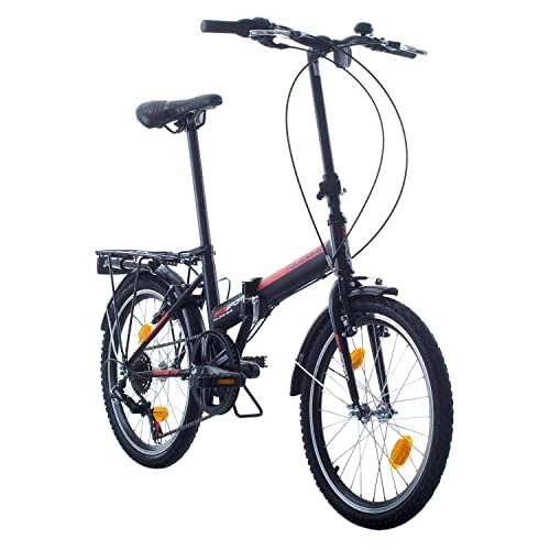 Plegables : Bikesport 20 Pulgadas Bicicleta Plegable, Shimano 6 Velocidades, Bicicleta Hombre y Bicicleta Niño, Adecuado de 155 cm a 185 cm Negro