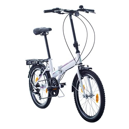 Plegables : Bikesport FOLDING Bicicleta plegable ruedas de 20" Shimano 6 velocidades (Blanco brillante rojo)