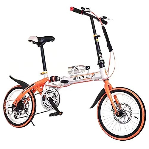 Plegables : BrightFootBook Bicicleta Plegable Unisex, Bicicleta Plegable De Aluminio, Frenos De Disco, Bicicleta De MontaA Plegable For Adultos, Aire Libre Plegable De La Bicicleta, Orange-14inches