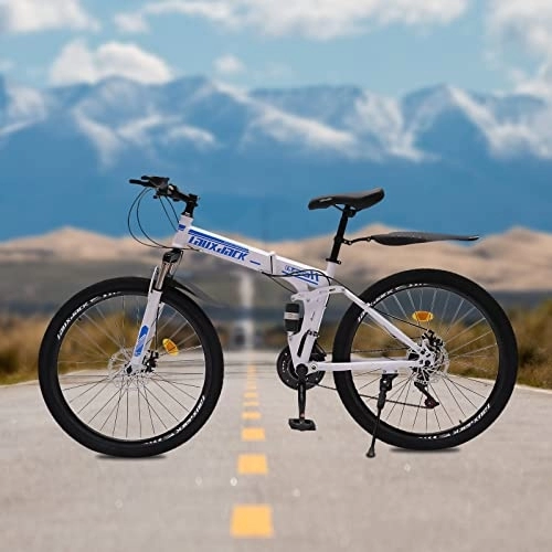 Plegables : Brride Bicicleta de montaña de 26 pulgadas, 21 velocidades, bicicleta plegable, bicicleta para adultos con freno de disco dual, horquilla de suspensión amortiguadora para viajes, aventuras