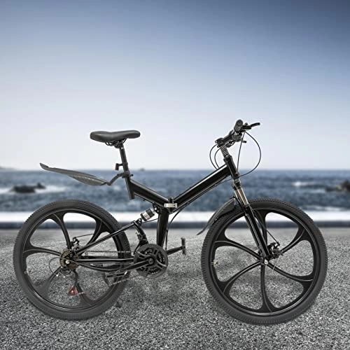 Plegables : Brride Bicicleta de montaña plegable de 26 pulgadas, ajuste de 21 velocidades, bicicleta infantil de acero al carbono duradero, plegable y portátil, frenos mecánicos de doble disco, negro