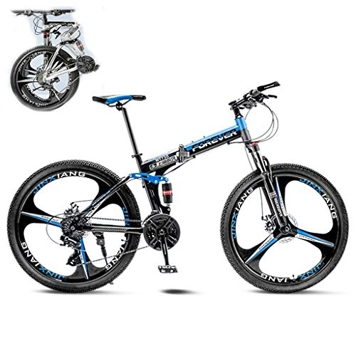 Plegables : BSWL Bicicleta De Montaña Plegable De Moda Duradera De 26 Pulgadas Bicicleta De 21 Velocidades Bicicleta De MTB De Suspensión Completa (Negro)