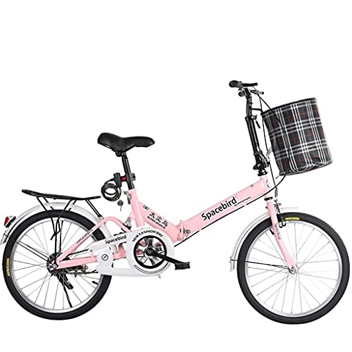 Plegables : CCLLA Bicicletas de montaña Bicicleta Plegable de 20 Pulgadas Estudiante Adulto Lady City Commuter Bicicleta Deportiva al Aire Libre con Canasta, Rosa