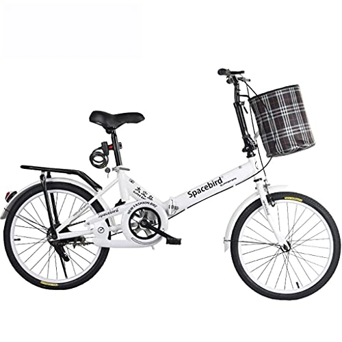 Plegables : CCLLA Bicicletas de montaña Bicicleta Plegable de 20 Pulgadas Hombre Mujer Adulto Señora City Commuter Bicicleta Deportiva al Aire Libre con Cesta, Blanco