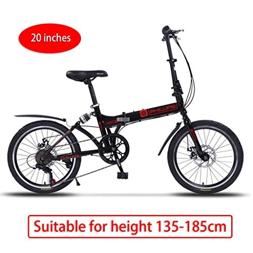 Plegables : Chang Xiang Ya Shop Bicicleta Plegable amortiguadora de Golpes de Velocidad Variable Bicicleta Bicicleta Ultraligera for niños Adultos de Bicicletas de montaña (Color : Black, Size : 20 Inches)
