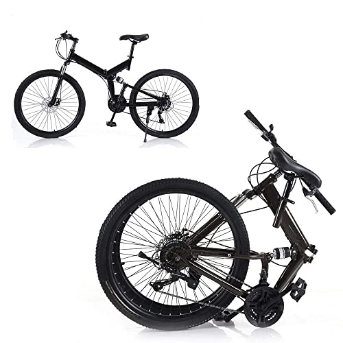 Plegables : CHIMHOON Dirt Bike - Bicicleta de montaña de 26 pulgadas, para adultos y jóvenes, 21 velocidades, plegable, color negro, con frenos de disco dobles delanteros y traseros para 150 kg (premontada 85%)